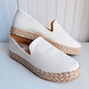 TOMS Carolina Espadrille Slip On Shoes Womens 8 Natural Twill Platform Rope Sole